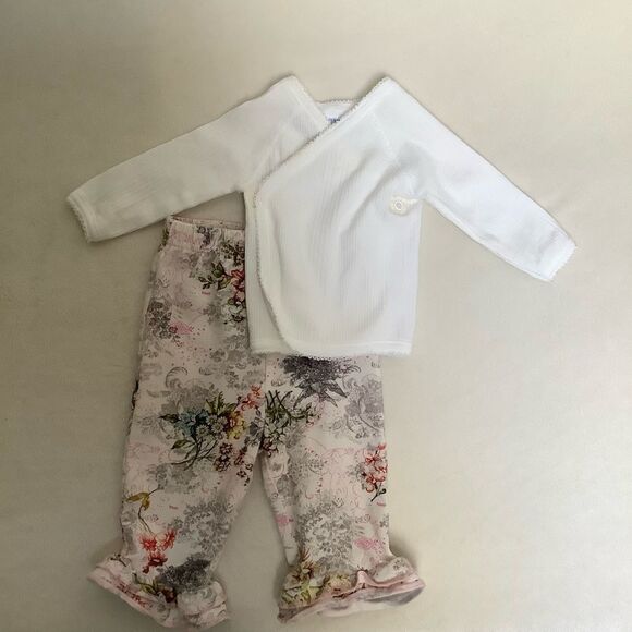 Christian Lacroix Floral pant set nwot Petit Bateau Top 3 Months Designer - Picture 1 of 10
